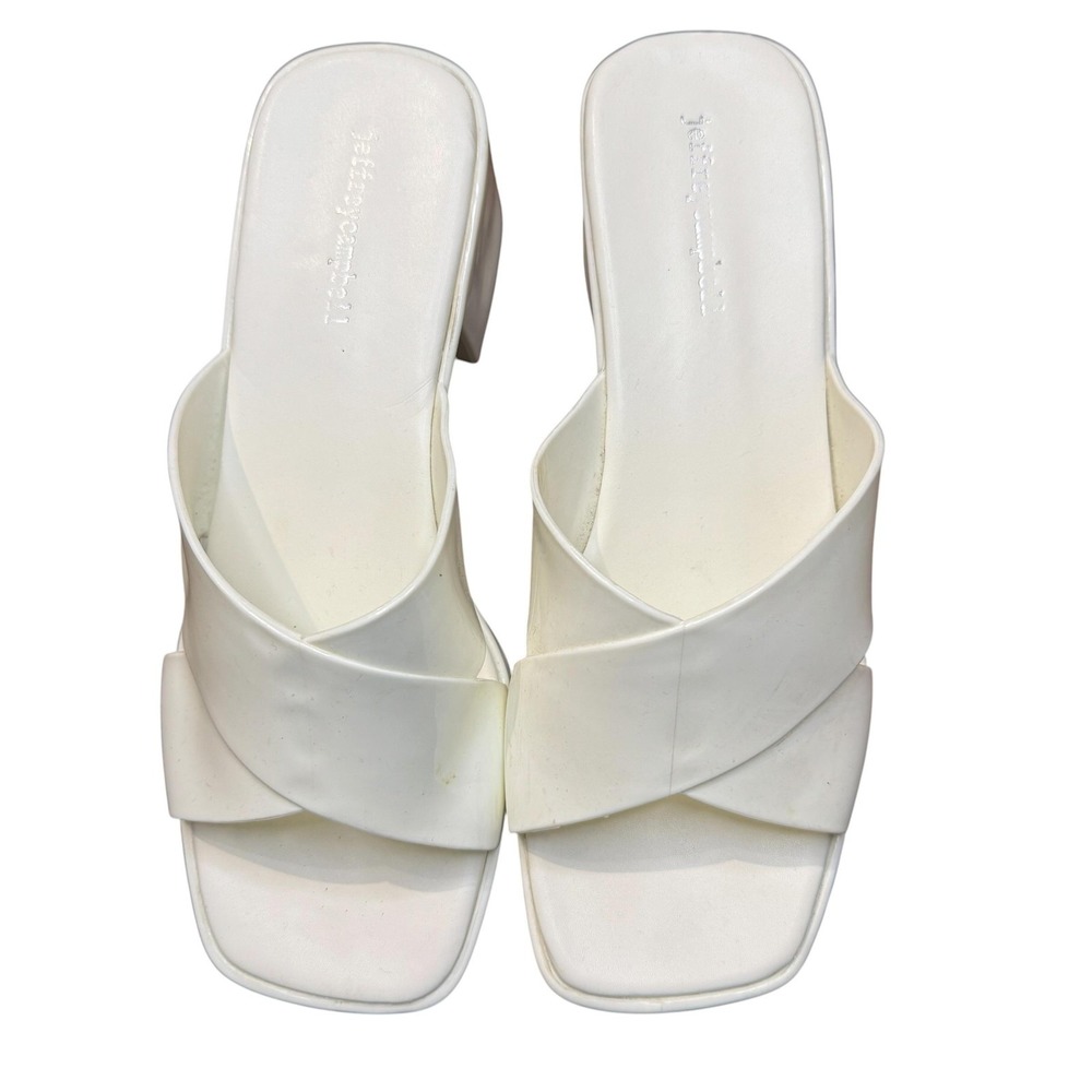 Jeffrey Campbell Shoes Womens Size‎ 10 White Block Heel Slide Sandals Mules